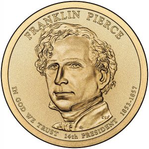 Franklin Pierce auf einem Präsidentendollar, by United States Mint [Public domain]